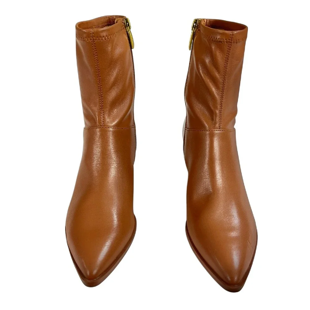Franco Sarto Sammi Side Zipper Ankle Brown Faux Leather Boots Womens‎ Size 6M
